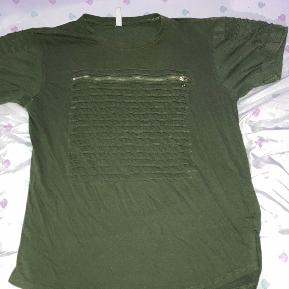 Cotton best Olive Green Men's Shirt with Zipper Detail